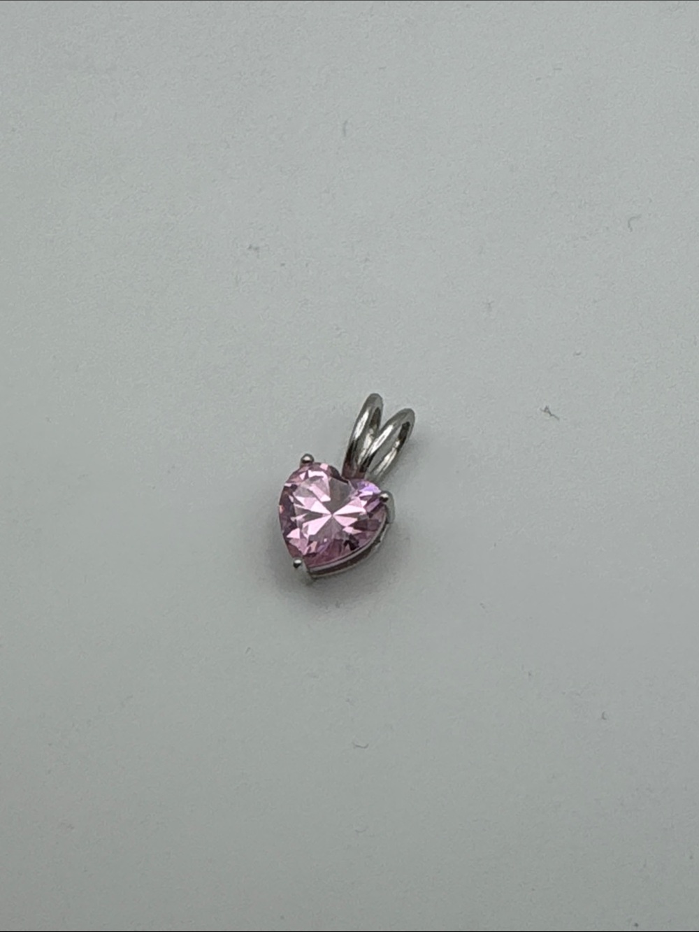 Sterling Silver Heart-Shaped Pink Solitaire Pendant Necklace Charm